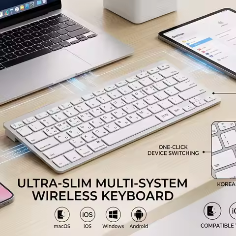 Korean Language Ultra Thin Lightweight Low Noise Keyboards for Macbook/iPad/iPhone/Laptop/Computer/S