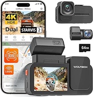 WOLFBOX X5 Duo 4K+2.5K Dash Cam Anti-Shake, STARVIS 2 HDR Dual Dash Cam Front and Rear with 5.8GHz W