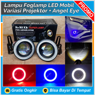 LAMPU FOGLAMP PROJIE ANGEL EYES BUMPER KABUT LED MOBIL TEMBAK PROJEKTOR  89 MM 89MM 2 MODE AVANZA XE