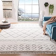 Safavieh MFG343A-8 Moroccan Fringe Shag Collection MFG343A Ivory and Grey (8' x 10') Area Rug