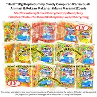 (12JENIS) *Halal* 1Kg Hepin Gummy Candy Campuran Perisa Buah Animasi & Rekaan Makanan LOONGYIK99
