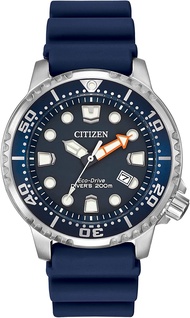 Citizen Mens Eco-Drive Promaster Diver Watch Stainless Steel with Polyurethane Strap Blue Strap Blue Dial