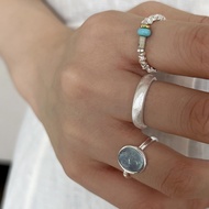 Aquamarine Crystal Frosted Plain Ring Ring