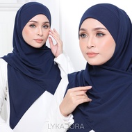 Bawal Instant Navy Blue Plain Lazy Mosscrepe Bidang 45 / Bawal Biru Navy Malas / Travel Friendly