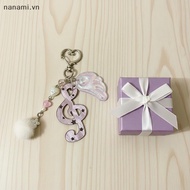 [nanami] Creative Musical Notes Wings Keychain for Purse Bapa Bag Pendant Exquisite Gift for Loved O