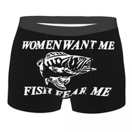 Women Want Me Fish Fear Me Boxer Shorts For Men 3D Printed  Fishing Fisherman Underwear Panties Brie