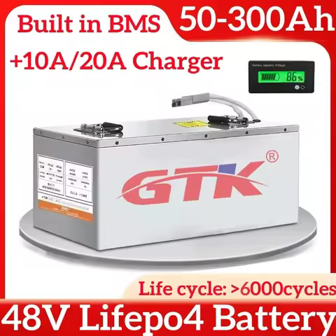 GTK 48v аккумулятор Lifepo4 Battery 50Ah 70Ah 90Ah 100Ah 150Ah 180Ah 200Ah 300Ah for 5KW Solar Photo