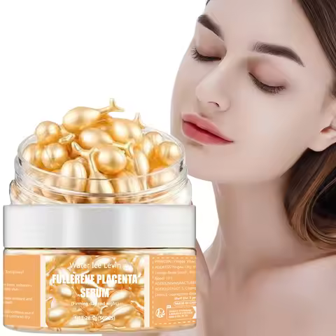 Peptide & Hyaluronic Acid Firming Face Serum Capsules with Elastin – Fullerene Placenta 50 Capsules 