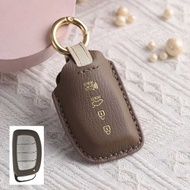 4 BOTTONS Leather Car Key Case Fob Cover for Hyundai Tucson Santa Fe Rena Sonata Elantra Creta Ix35 