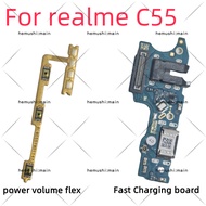 For realme C55 Power Volume Flex Button Switch USB Charger Charging Port Board Ribbon Cable Flex Fas