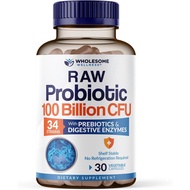 Wholesome Wellness Organic Raw Probiotics 100 Billion CFU, 30 Capsules Dr Formulated for Women and M