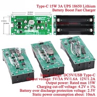 1-2Pcs Type-C 15W 3A 5V 9V 12V 18650 Lithium Battery Charger Module DC-DC Step Up Booster Fast Charg