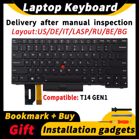 Laptop Replacement Keyboard for Lenovo ThinkPad T14 Gen1 Gen2 P14S Gen1 Gen2 US/BE/BG/DE/IT/LES/RU 5