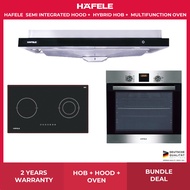 Hafele 90cm Semi Integrated Hood + 80cm 2 Burner Gas Hob (PUB) + 60cm Multifunction Oven (536.61.851)