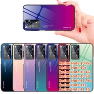 Phone Case For Redmi Note 11S Redmi Note 11 Note 11 Pro Redmi Note 10 Note 10S Note 10 Pro Luxury Colorful Bumper Gradient Tempered Glass Cover Slim Hard Back Protective Case