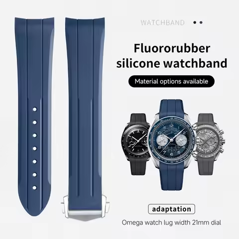 21mm FKM Fluororubber Rubber Watch Band For Omega Strap For Seamaster 600 43.5mm Moon Speedmaster Ch