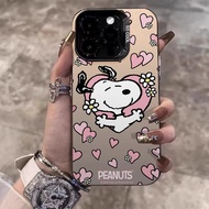 Casing iPhone 11 13 14 15 16 Pro Max Pink Love Snoopy Shockproof Case For iPhone 13PM 16PM 15PM 14PM