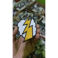 Lightning Embroidery Patch Emblem with Clouds Size 6x7 Cm