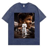 f1 Movie 4dx Washed Short t Short-Sleeved Top Dropped Shoulder Style Loose Pure Cotton Lint-Free Tre