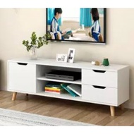 Tv Shelf Wooden Frame Stand 1.20 M. (White)