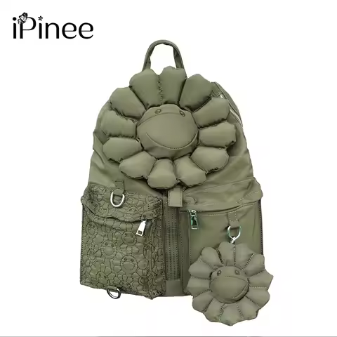 iPinee Oxford Backpack For Women Large Capacity Luxury Designer Schoolbag With Sun Flower High Quali
