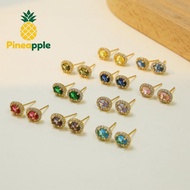 [Pine-t] Glamorous 12 Month Birthstone Crystal Earrings For Women Rhinestone Studs Fashionable Acces