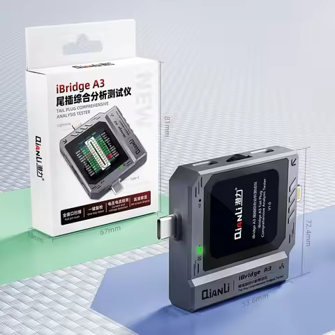 Qianli iBridge A3 Tail Plug Comprehensive Analysis Tester Current Voltage Detection Type-C Lightning