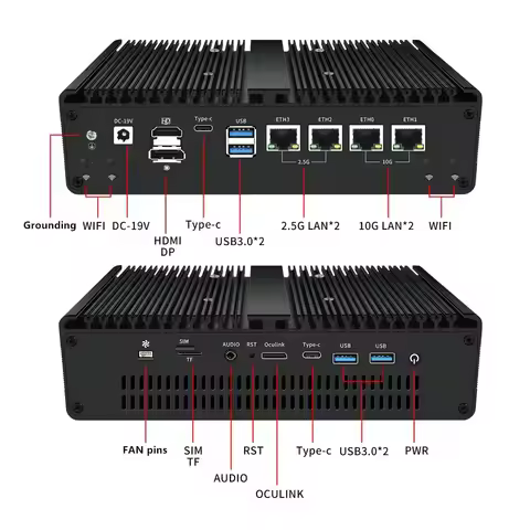 Topton New NAS Server 2*10G 2*2.5G 4 LANs Firewall Mini PC AMD Ryzen 7 8845HS 5 7640HS 4xM.2 NVMe 2x