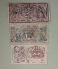 Uang kuno indonesia seri wayang set 5-25 gulden