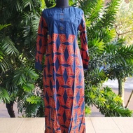 Gamis Batik Handmade Kombinasi Polos Cantik Ukuran L