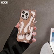 Ốp điện thoại cho Iphone họa tiết lửa rỗng mạ điện hoce 16 15 14 13 12 11 Pro Max 11pro 14Plus 15Plu
