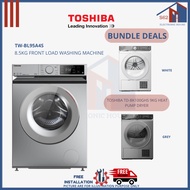 Bundle Deal - Toshiba TW-BL95A4S 8.5KG Front Washer + TD-BK100GHS 9kg Heat Pump Dryer White or Grey 