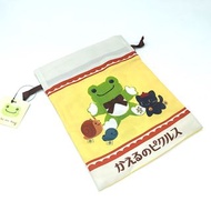 日本 Pickles the Frog 青蛙仔 黃色帆布 束口 收納袋