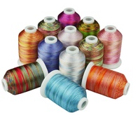 12 Multi-Colors Variegated Embroidery Thread 1000 Meters Each for Machine Hand Sewing Quilting Overlocking on Any Home Machine