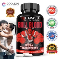 BULL BLOOD - Contains Maca Root, Tribulus Terrestris and Tongkat Ali - Promotes muscle cell growth and supports exercise recovery - 30/60/120 capsules