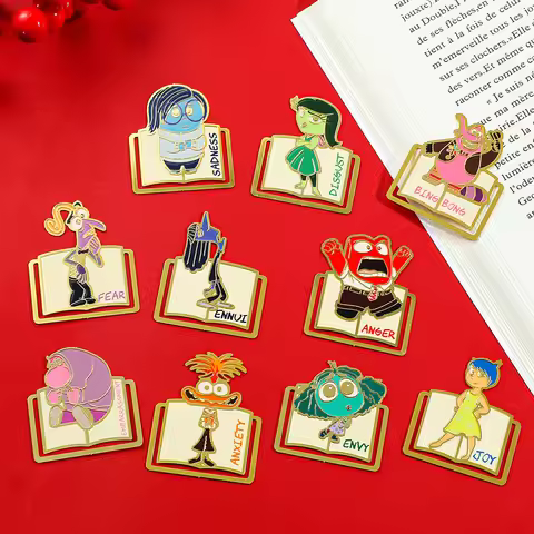 Inside Out Cute Bookmarks Metal Book Page Holders Cartoon Fan Collections For Bookworms Book Lovers 