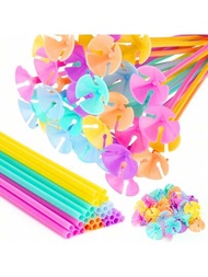 20入組有底座的彩色氣球棒，塑料氣球支架，適用於紀念日、婚禮、生日、派對裝飾，多彩氣球棒
