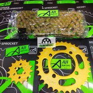 LC135 Y125Z RXZ AJI RACING SPROCKET 428 415 CHAIN O-RING 1SET HEAVY DUTY GOLD RANTAI ORING HARDEN YA