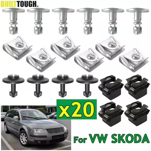 20X Under Engine Gearbox Cover Clip Kit Undertray Shield Body Fastener Screw For VW Passat B5 SKODA 