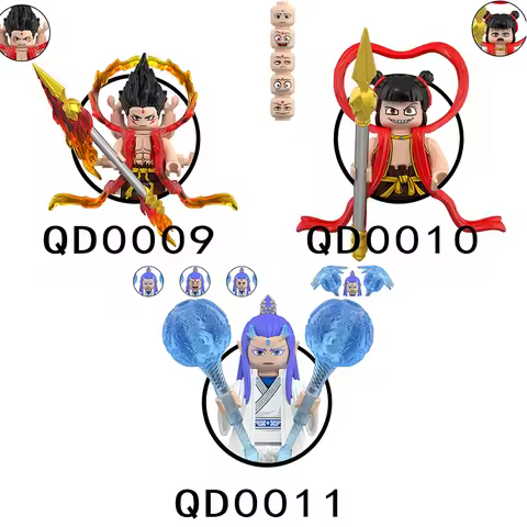 DQ0009-DQ0011 P8009-P8010 Nezha Action Figures Three heads and six arms MOC Myths legends Ancient Mo