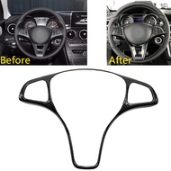 Carbon Fiber Pattern Steering Wheel Decoration Protective Frame Suitable for X166 GLS450 GLS550 W213