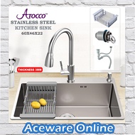 AT-6046SS Sink Bowl Single Bowl Sinki Dapur Kitchen Sink Combo Top Mounted Stainless Steel 304 Mater