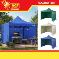 [SG SELLER] 3M GAZEBO TENT SET WITH 3-SIDED VOZUKO WITH TOP COVER CANVAS AND BLACK STEEL FRAME HEAVU