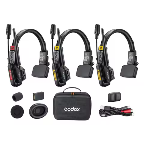 Godox SkyTalk Air 3S 2.4GHz 3-Person Full-Duplex Wireless Intercom Headset System 150Hz to 7kHz 500m