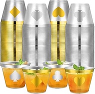 80 Pcs Casino Theme Party Cups Decoration Bulk 9 oz Poker Disposable Plastic Clear Drinking Wine Cup