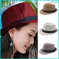 Alia Men Classic Fedora Hat with Black Bands Short Brim Summer Sun Hat Gangster Cosplays Party Costu