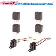 Purple Relay Socket For Car 4 Pin/5 Pin 30a 12V/24V With Wire With Terminal Automotive Control Devic