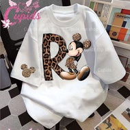 Cupids Women’s Casual T-Shirt Stylish Letter R Leopard denisy Mouse Tee Women Coquet Streetwear
