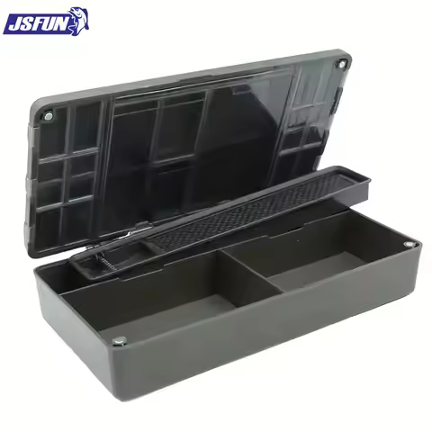 JSFUN Carp Fishing Box Portable Multipurpose Fishing Gear Box Compartments Fishing Box Fishing Equip
