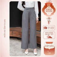 TINSTORE Women's straight-leg pants with elegant office design and straps Q0D192